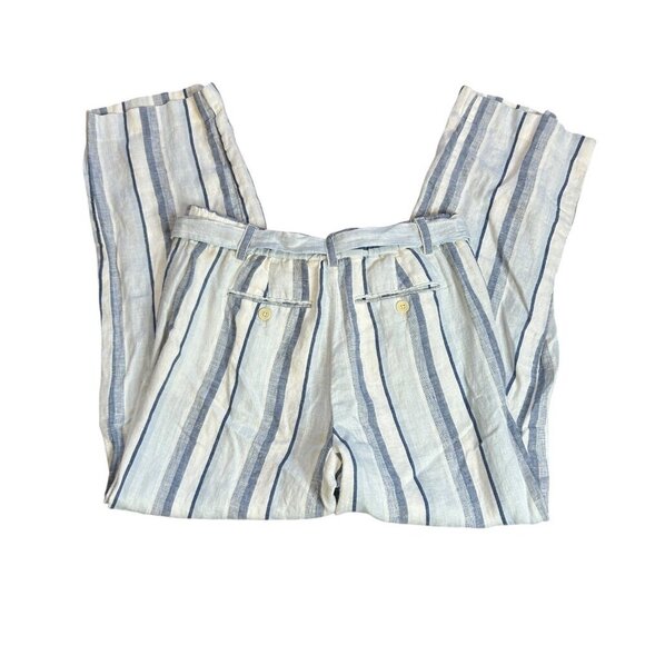 Talbots Coastal Blue White Stripe Linen Wide Leg Pants Size 6 Petite - Picture 4 of 10